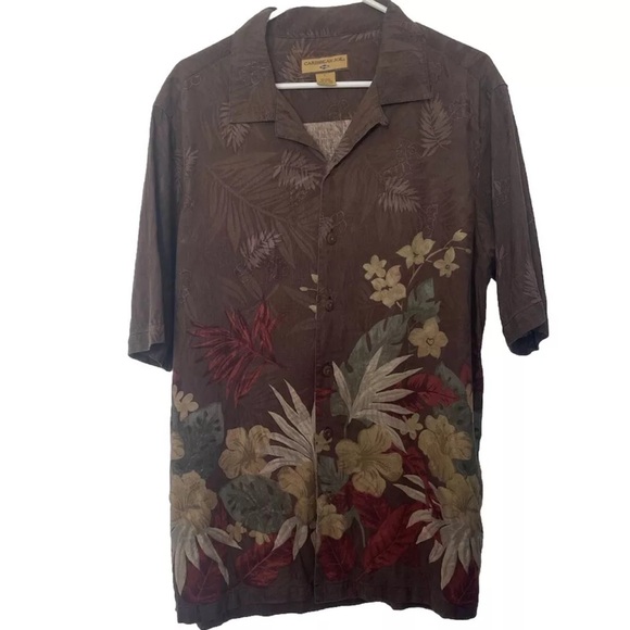 Caribbean Joe Other - Caribbean Joe Men’s Short Sleeve Button Front Shirt Size Large Brown Tropical